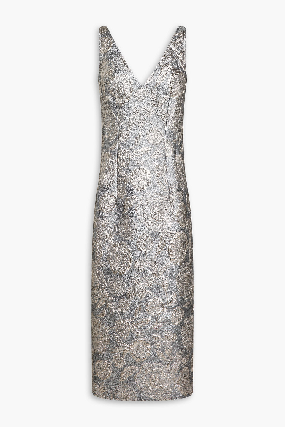 toteme - metallic brocade midi dress - metallic - eu 34