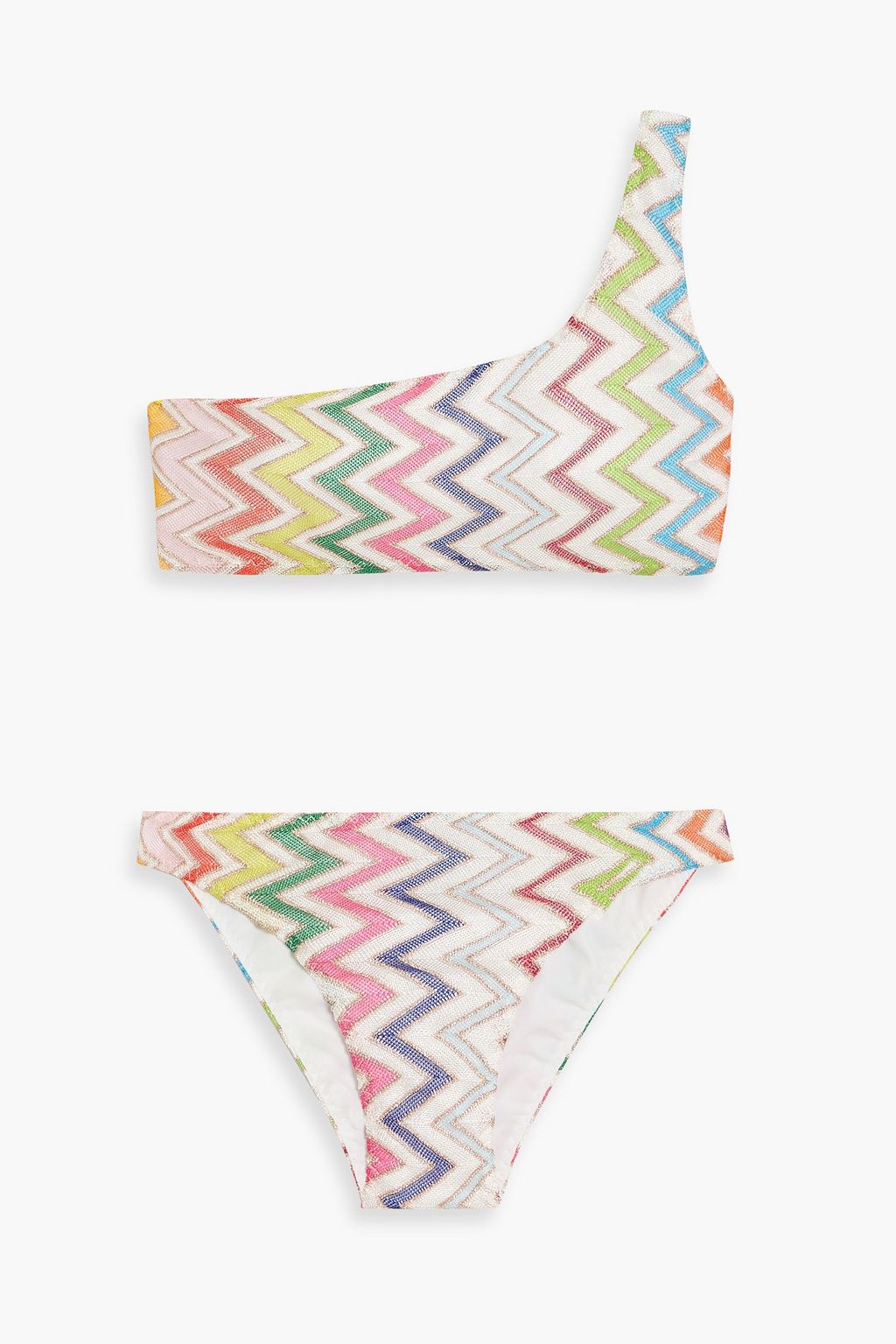 MISSONI One-shoulder crochet-knit bikini | THE OUTNET