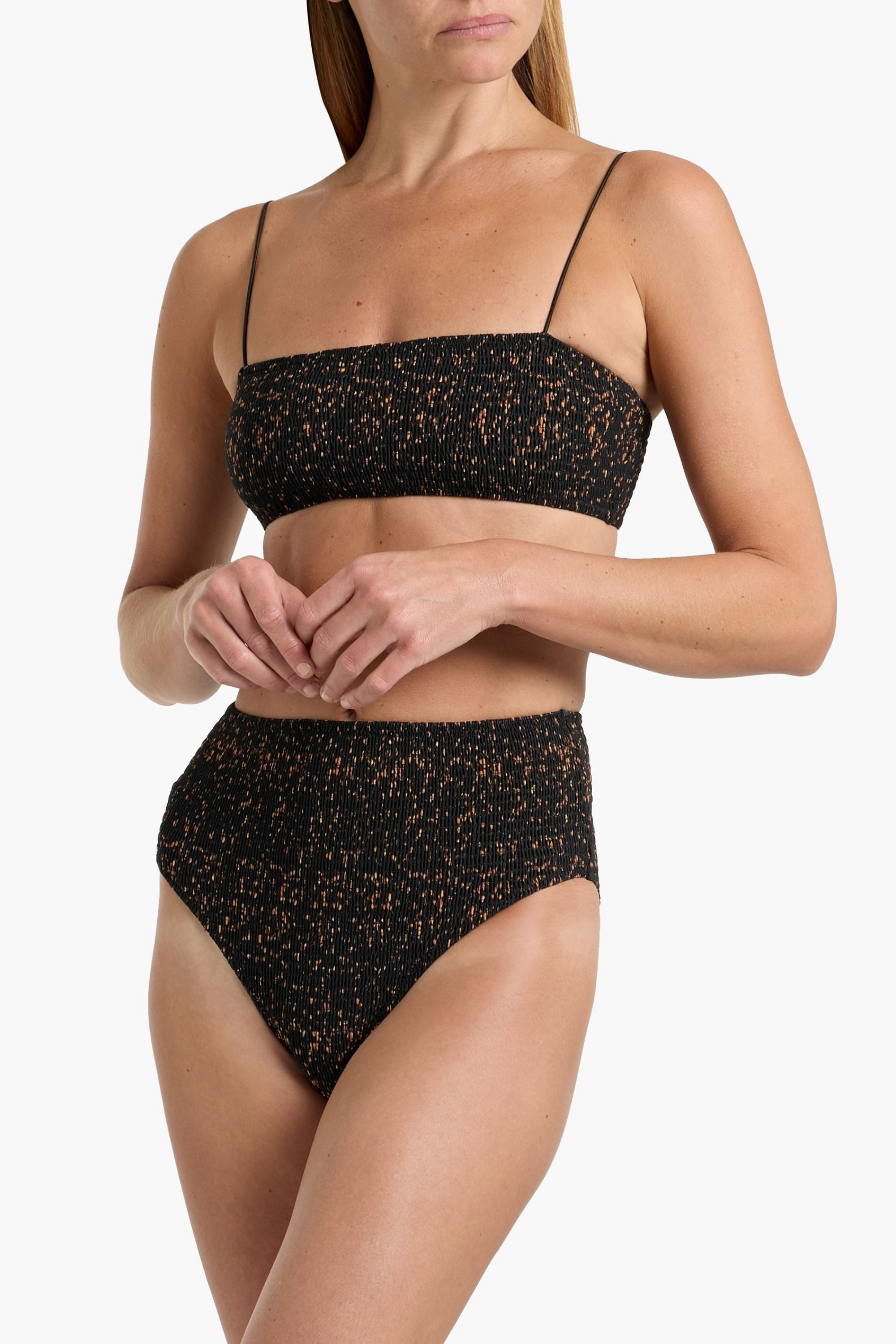 TOTEME Printed smocked bikini briefs