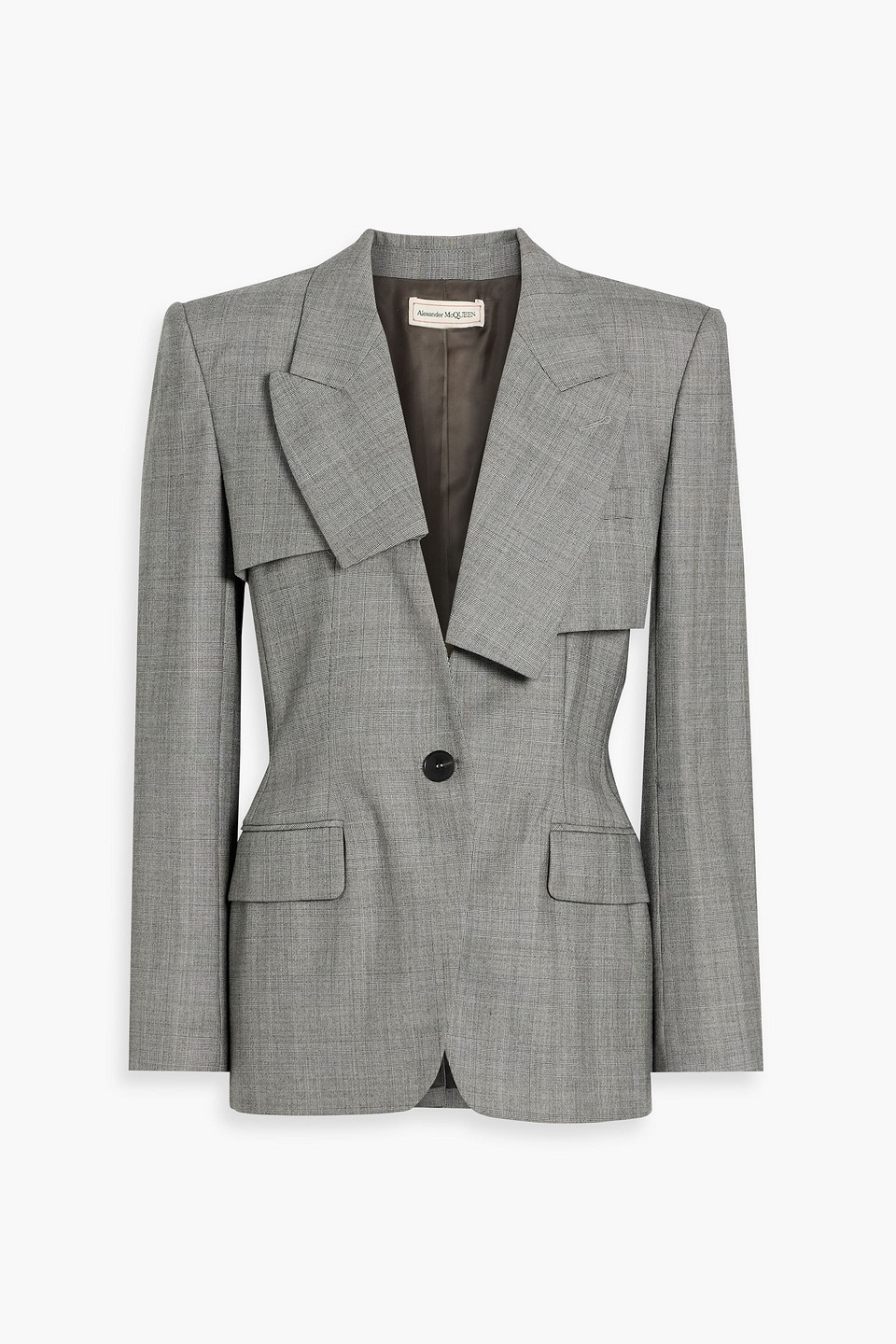 mcqueen - asymmetric checked wool blazer - gray - it 44