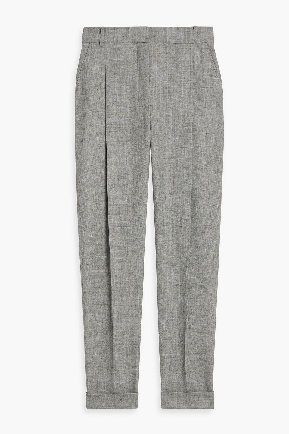 mcqueen - checked wool tapered pants - black - it 38