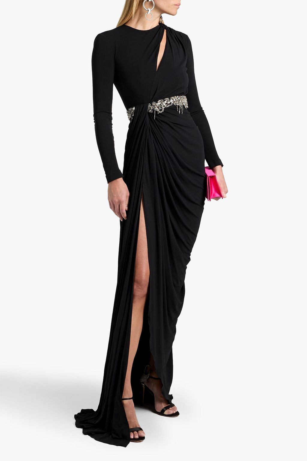embellished jersey dress Black KarenMillen Premium Crystal Embellished Jersey Mini Dress