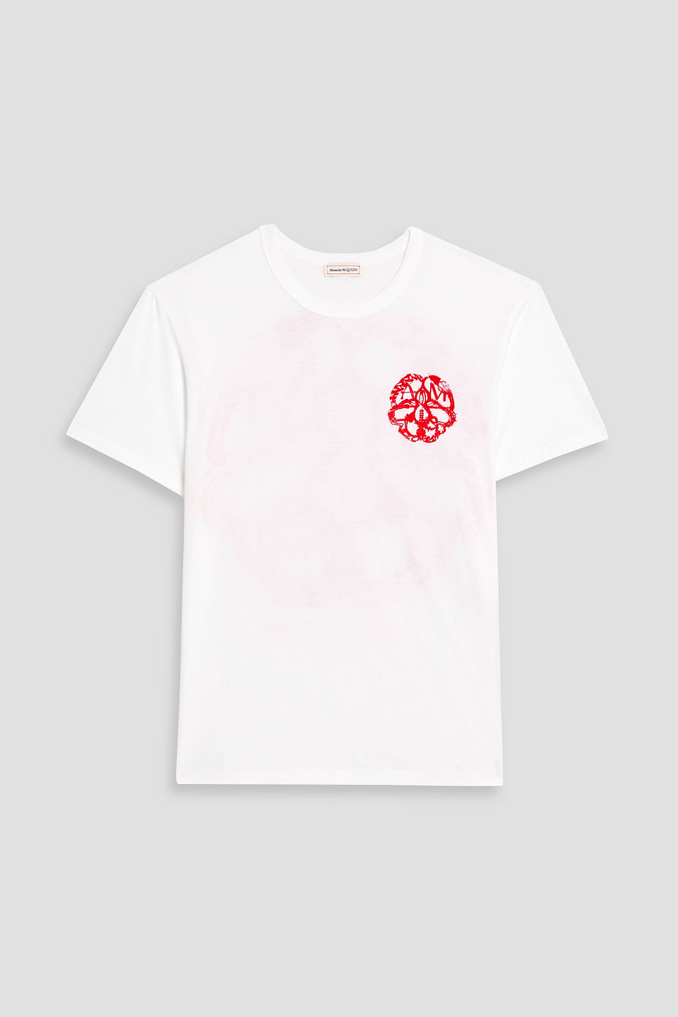 mcqueen - embroidered printed cotton-jersey t-shirt - white - xxs