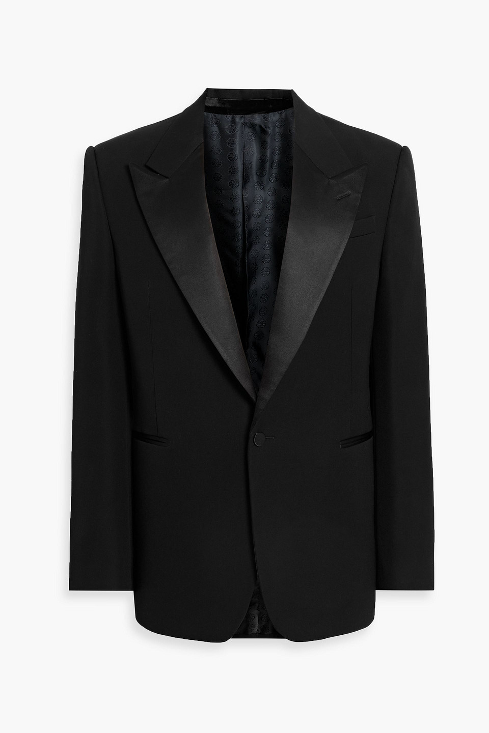 mcqueen - satin-trimmed wool blazer - black - it 48