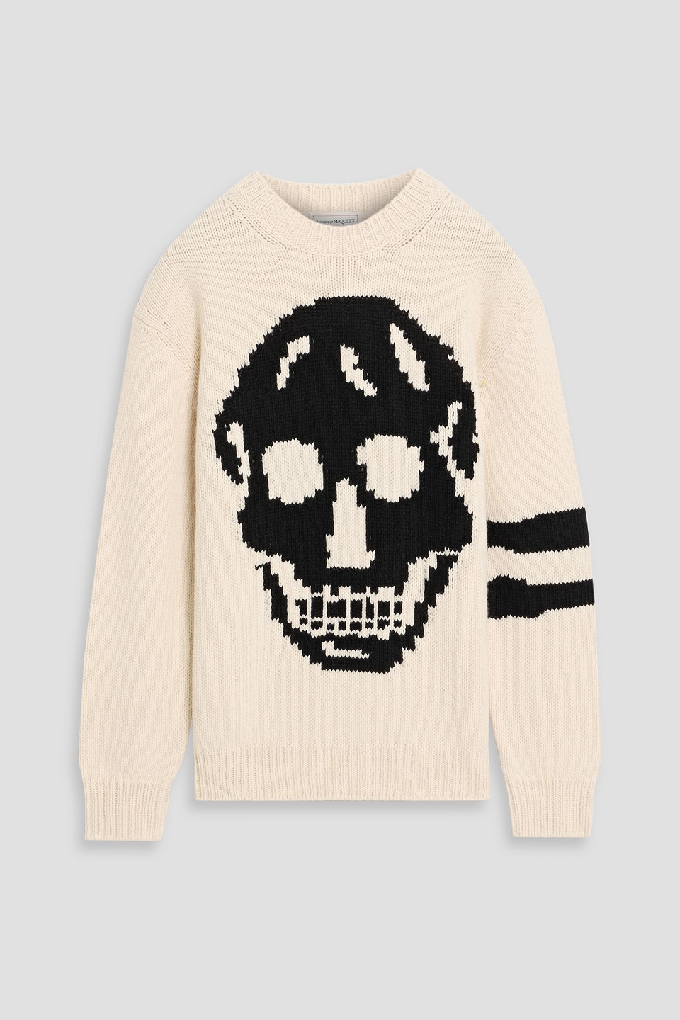 mcqueen - intarsia wool and cashmere-blend sweater - white - s