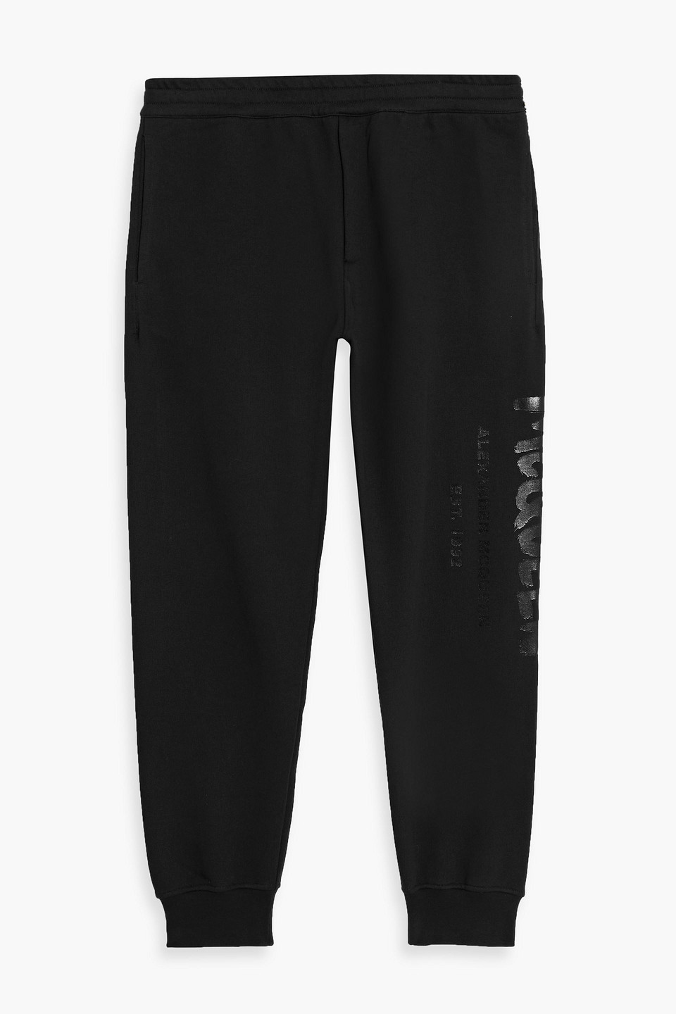 mcqueen - logo-print cotton-jersey sweatpants - black - xs