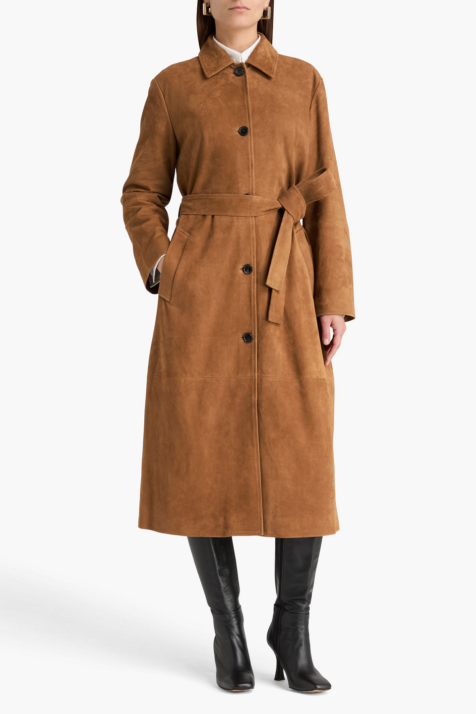  Theory - Suede Coat - Brown - M 