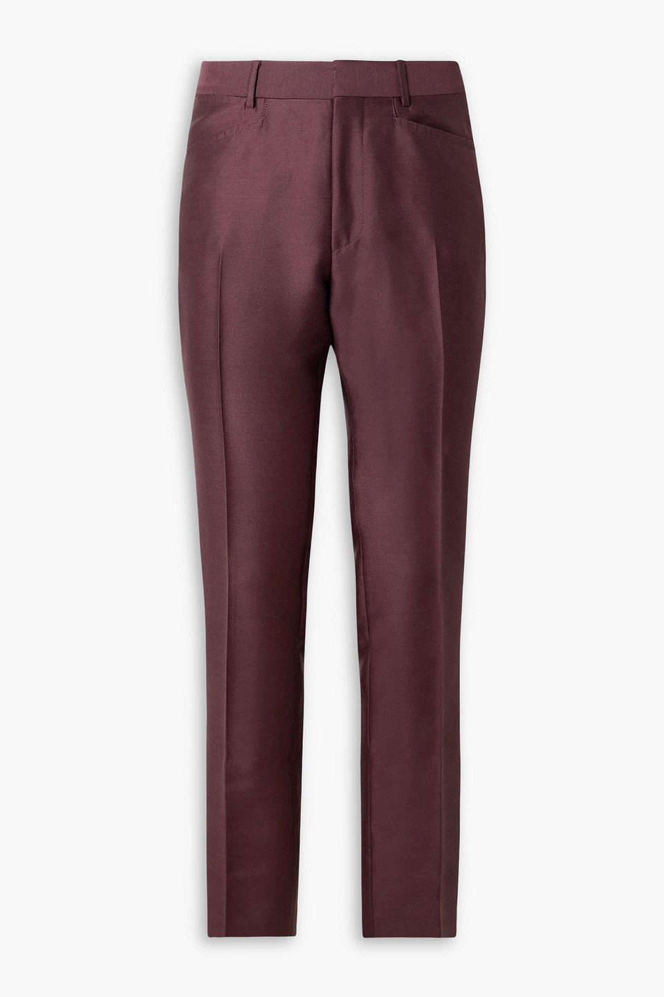 tom ford - dyllan straight-leg wool, mohair and silk-blend twill pants - burgundy - it 52