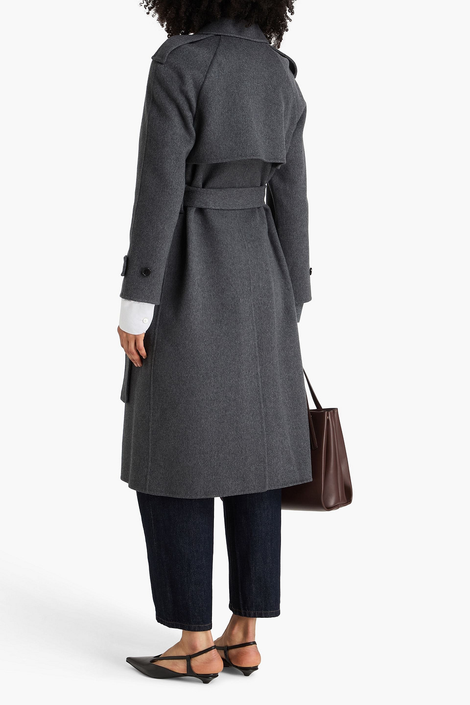  Theory - Belted Wool And Cashmere-blend Felt Coat - Gray - Xs 