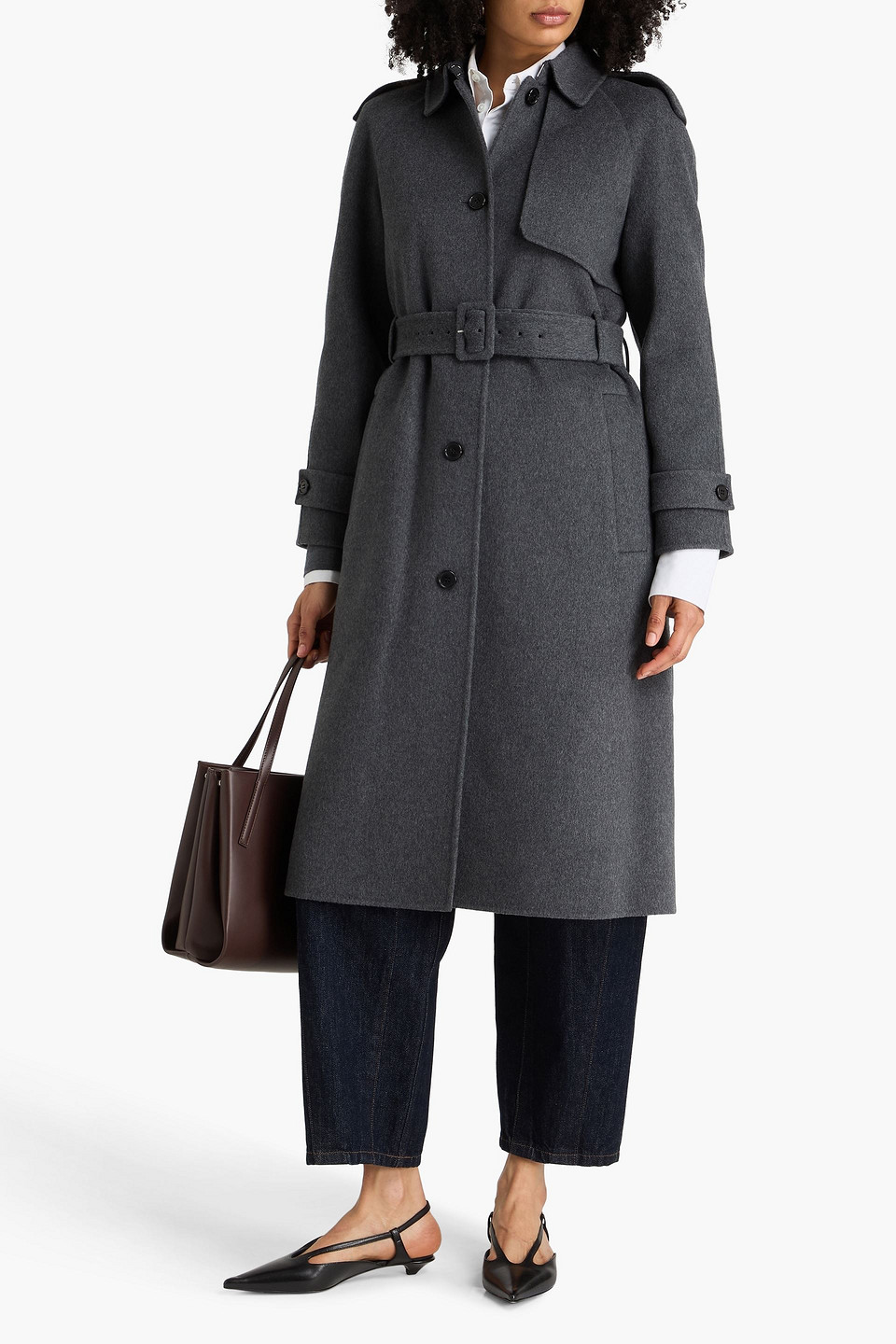  Theory - Belted Wool And Cashmere-blend Felt Coat - Gray - Xs 