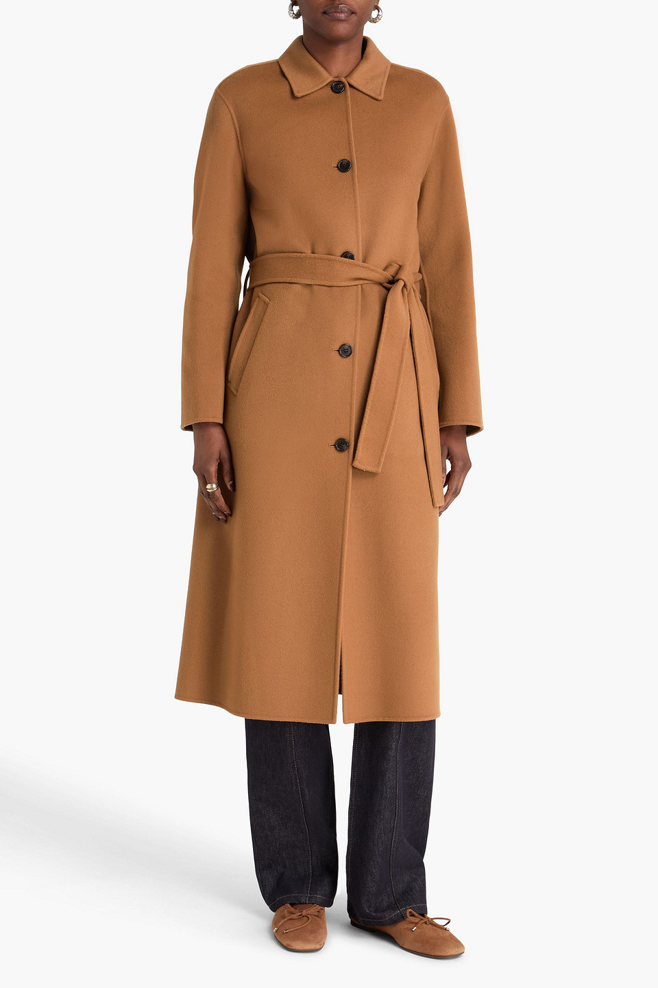  Theory - Wool And Cashmere-blend Felt Coat - Brown - Xs 
