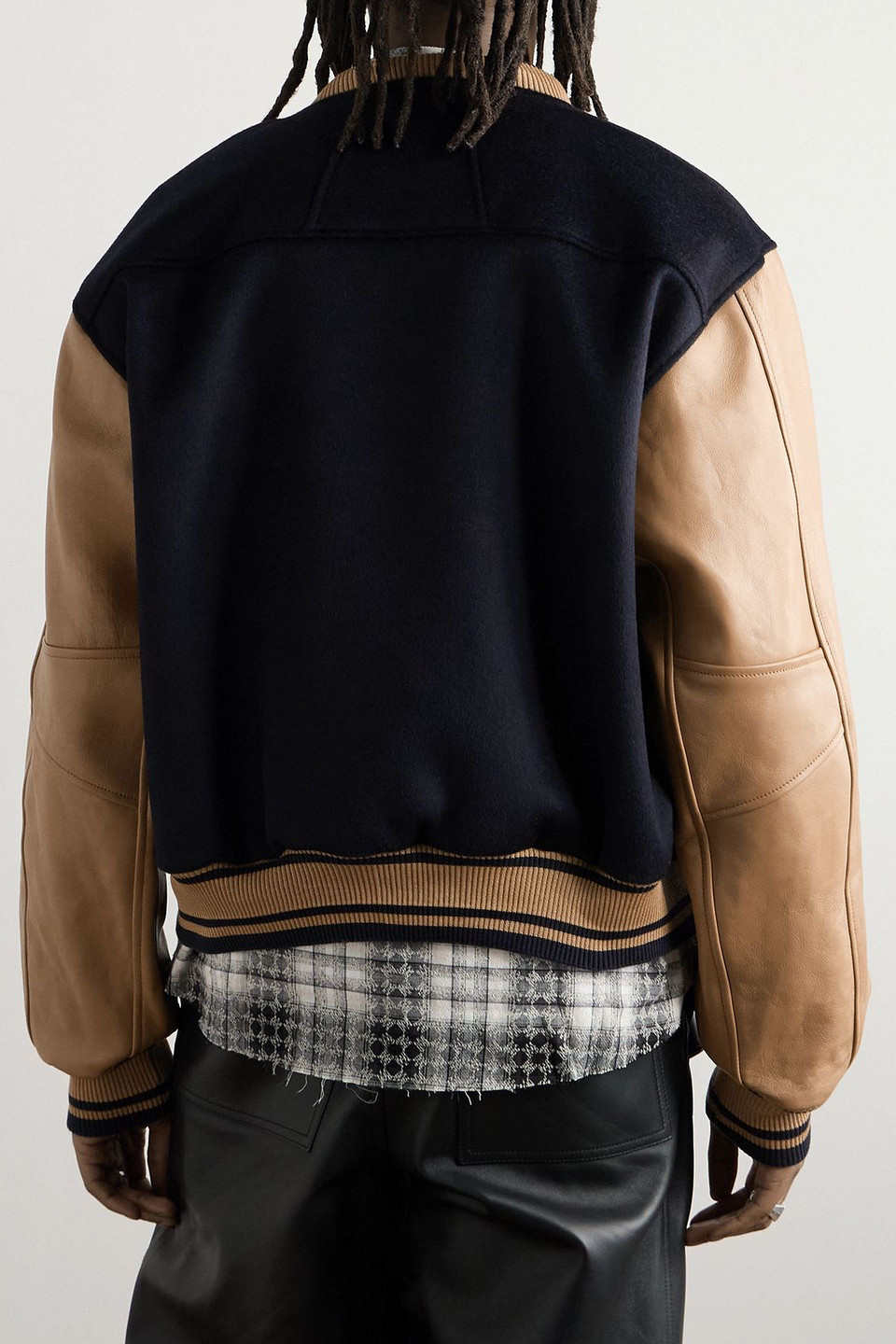  Rhude - Logo-appliquéd Wool-felt And Leather Varsity Jacket - Blue - S 