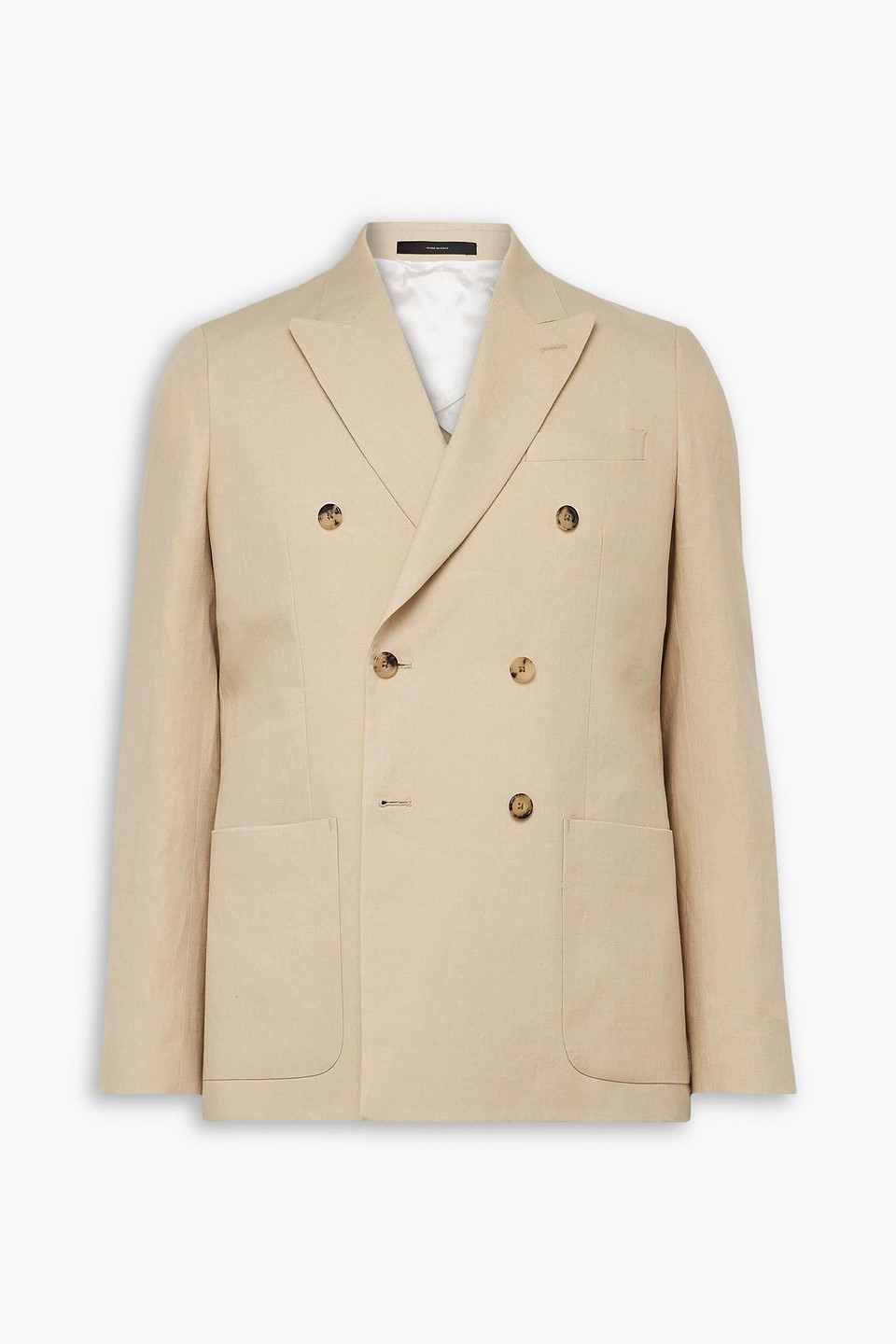 paul smith - double-breasted linen blazer - neutral - us 38