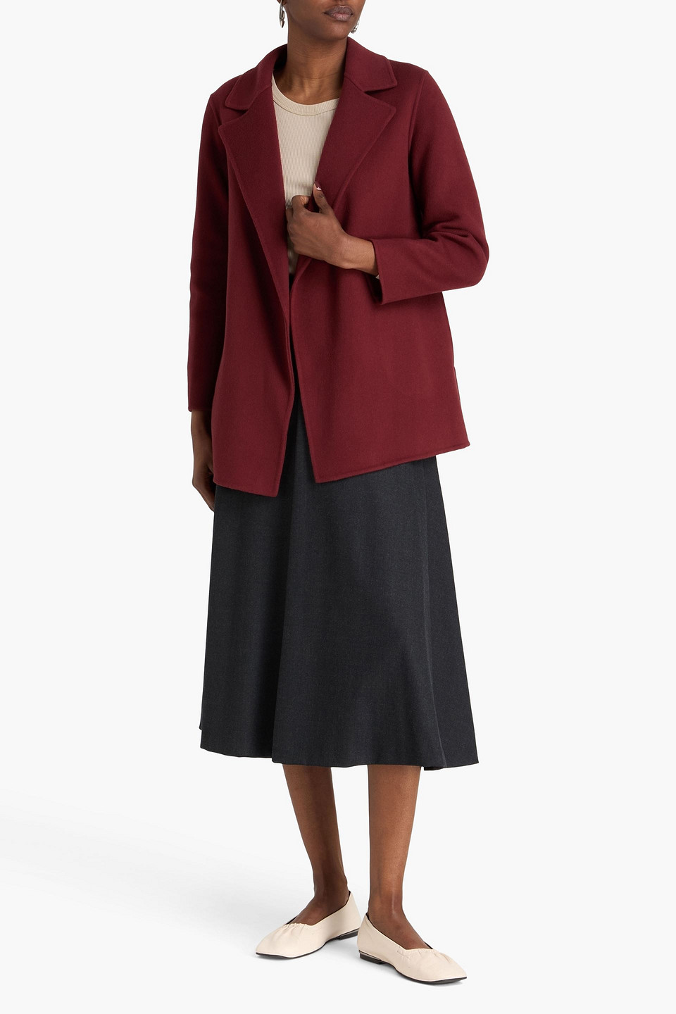  Theory - Wool And Cashmere-blend Felt Coat - Burgundy - S 