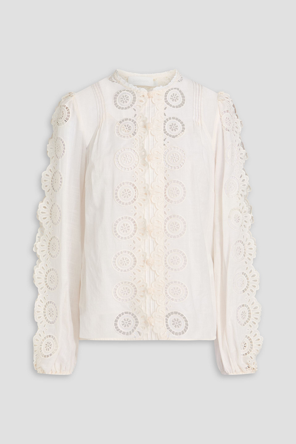 Zimmermann Lucky Pintucked Broderie Anglaise Cotton-voile Top In White