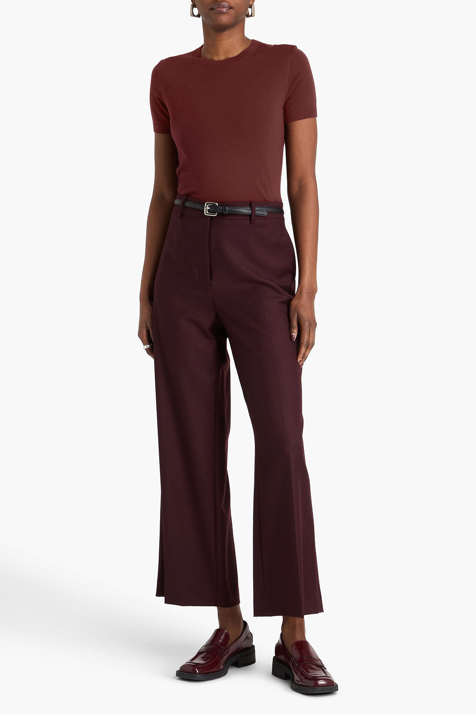  Theory - Merino Wool Top - Burgundy - S 