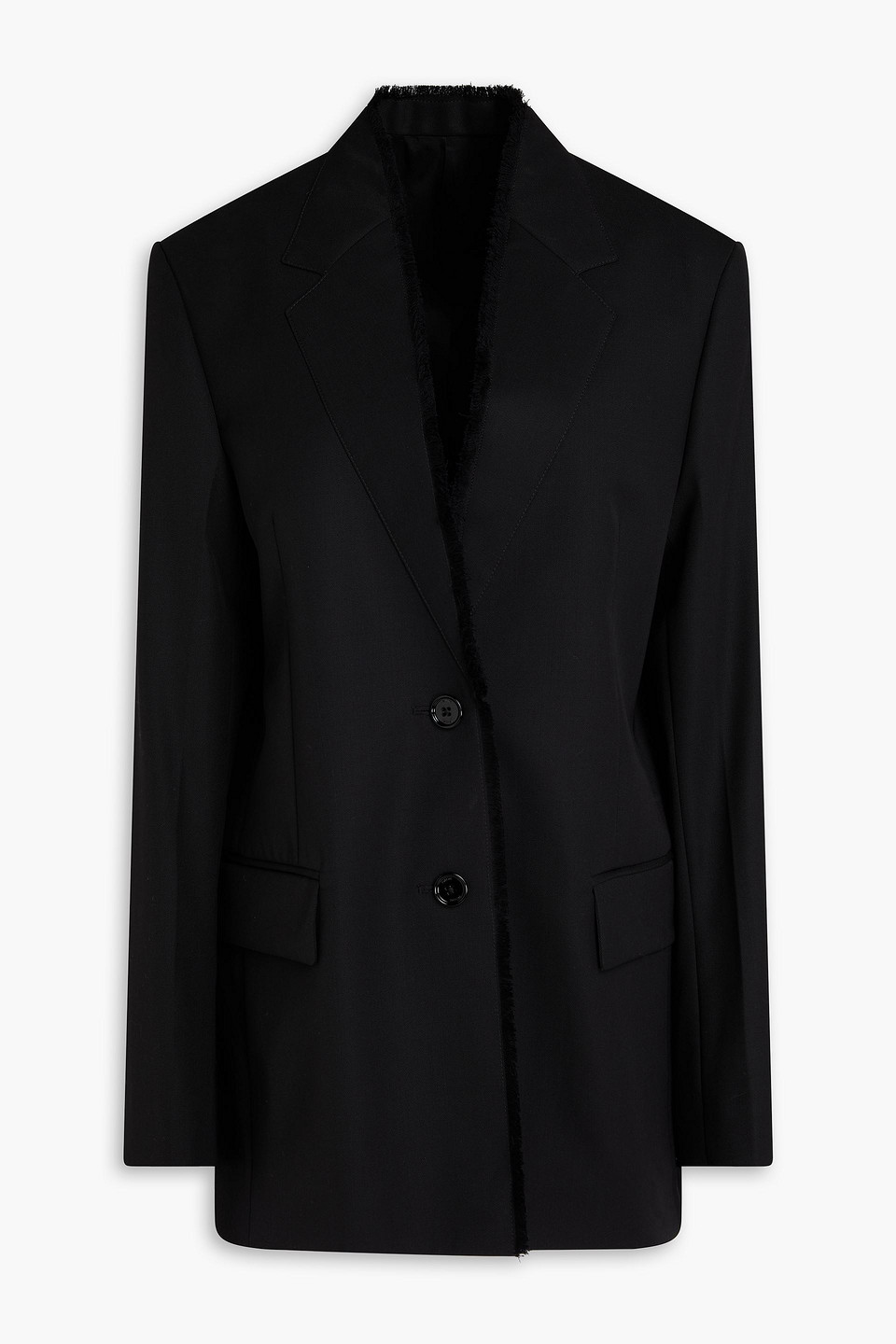 toteme - fringed wool blazer - black - eu 34