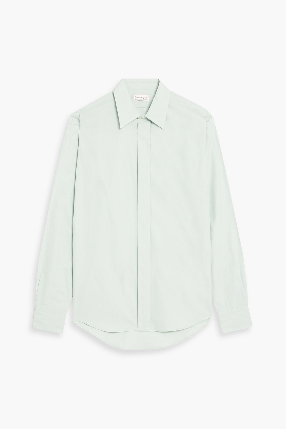 mcqueen - cotton-poplin shirt - green - uk/us 15.5