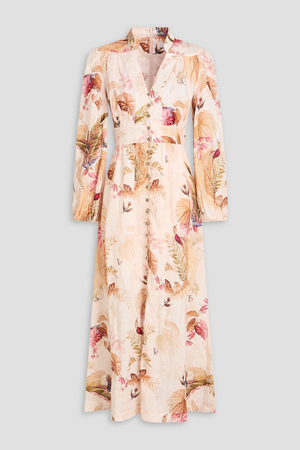 Zimmermann Printed Linen Midi Dress In White