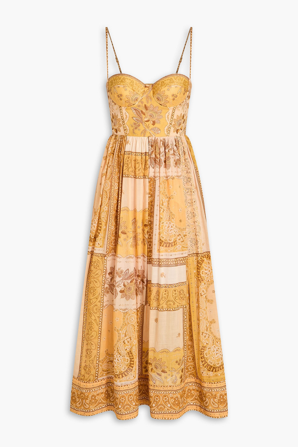 Zimmermann Printed Cotton Midi Dress In Orange