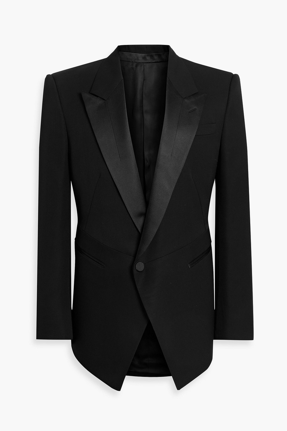 mcqueen - satin-trimmed wool blazer - black - it 48