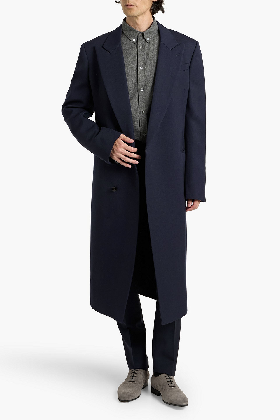 Alexander Mcqueen Double-breasted Wool Coat In Blue
