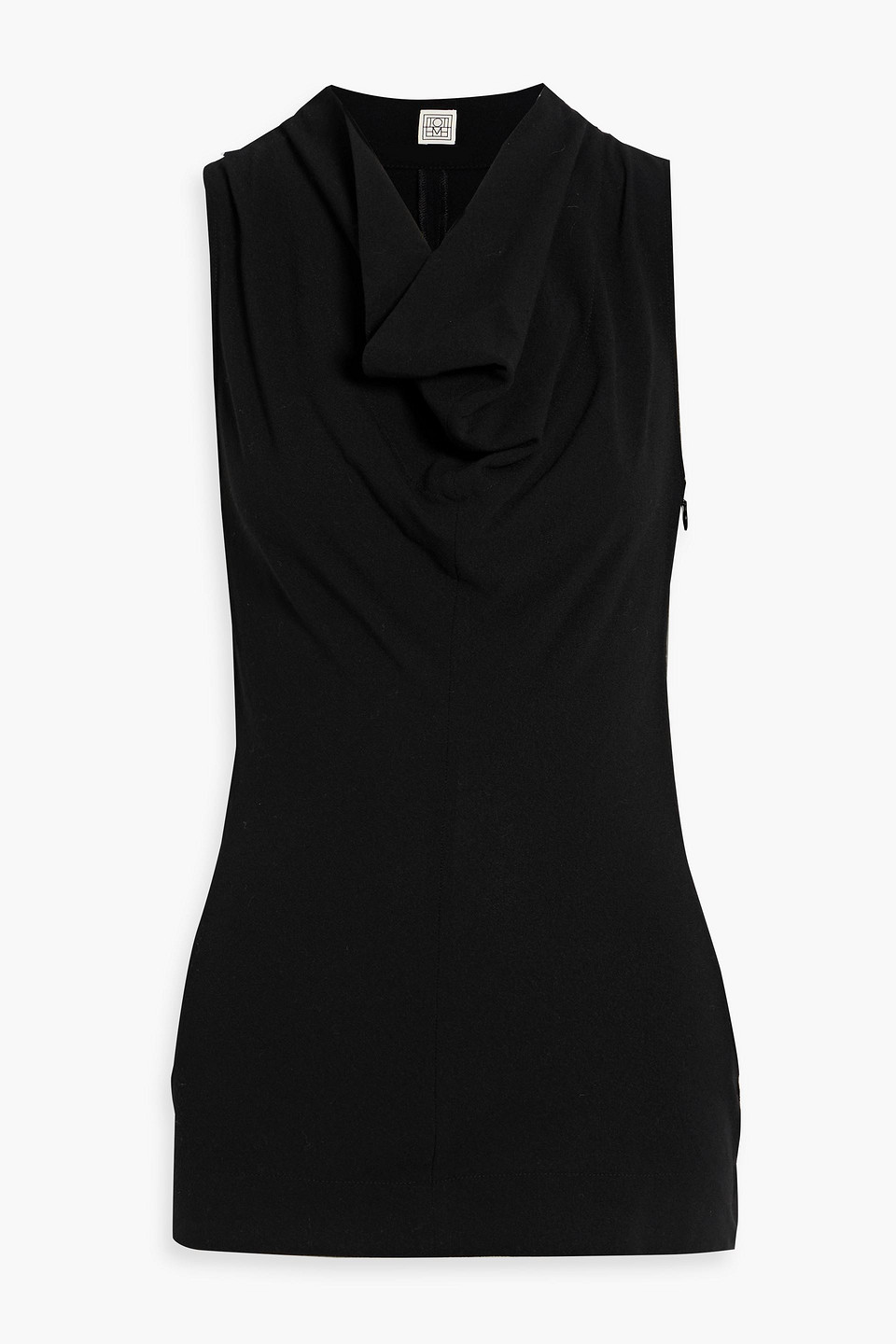 toteme - draped wool-blend top - black - eu 32