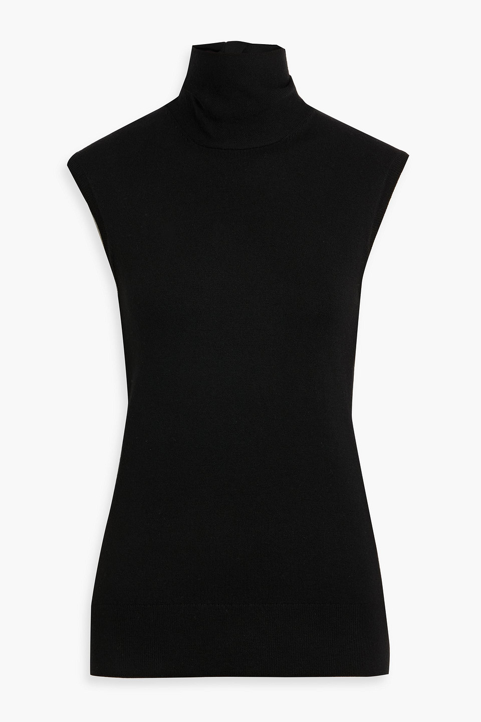 toteme - bow-detailed wool-blend top - black - l
