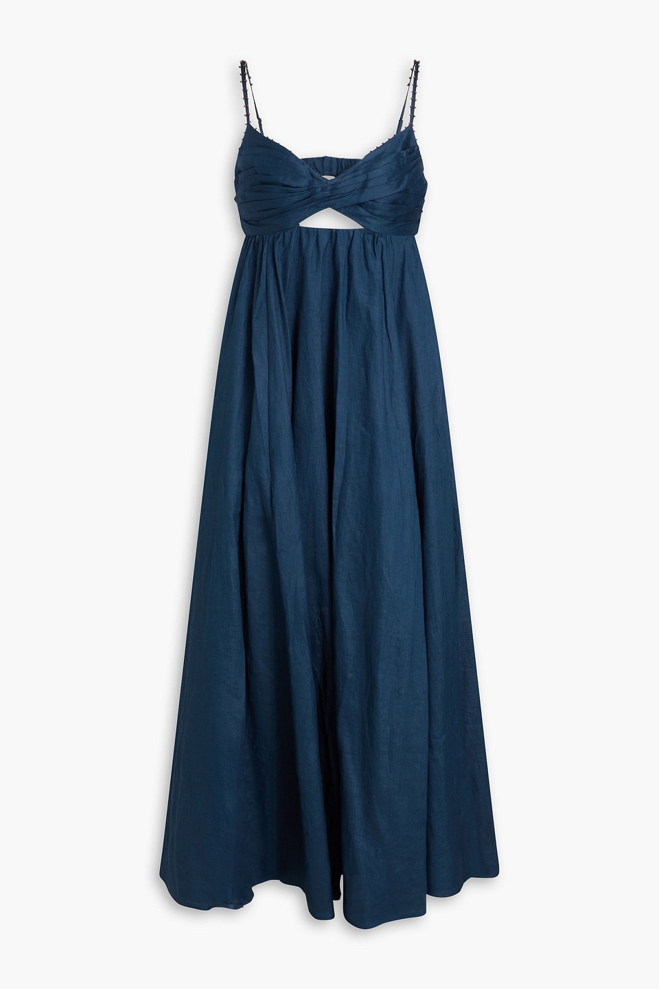 zimmermann - cutout linen midi dress - blue - 2