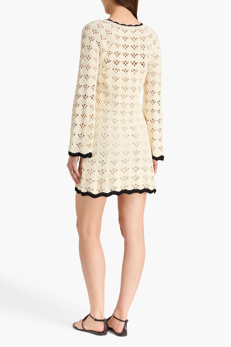 Zimmermann Rhiannon Crocheted Cotton Mini Dress In Neutral