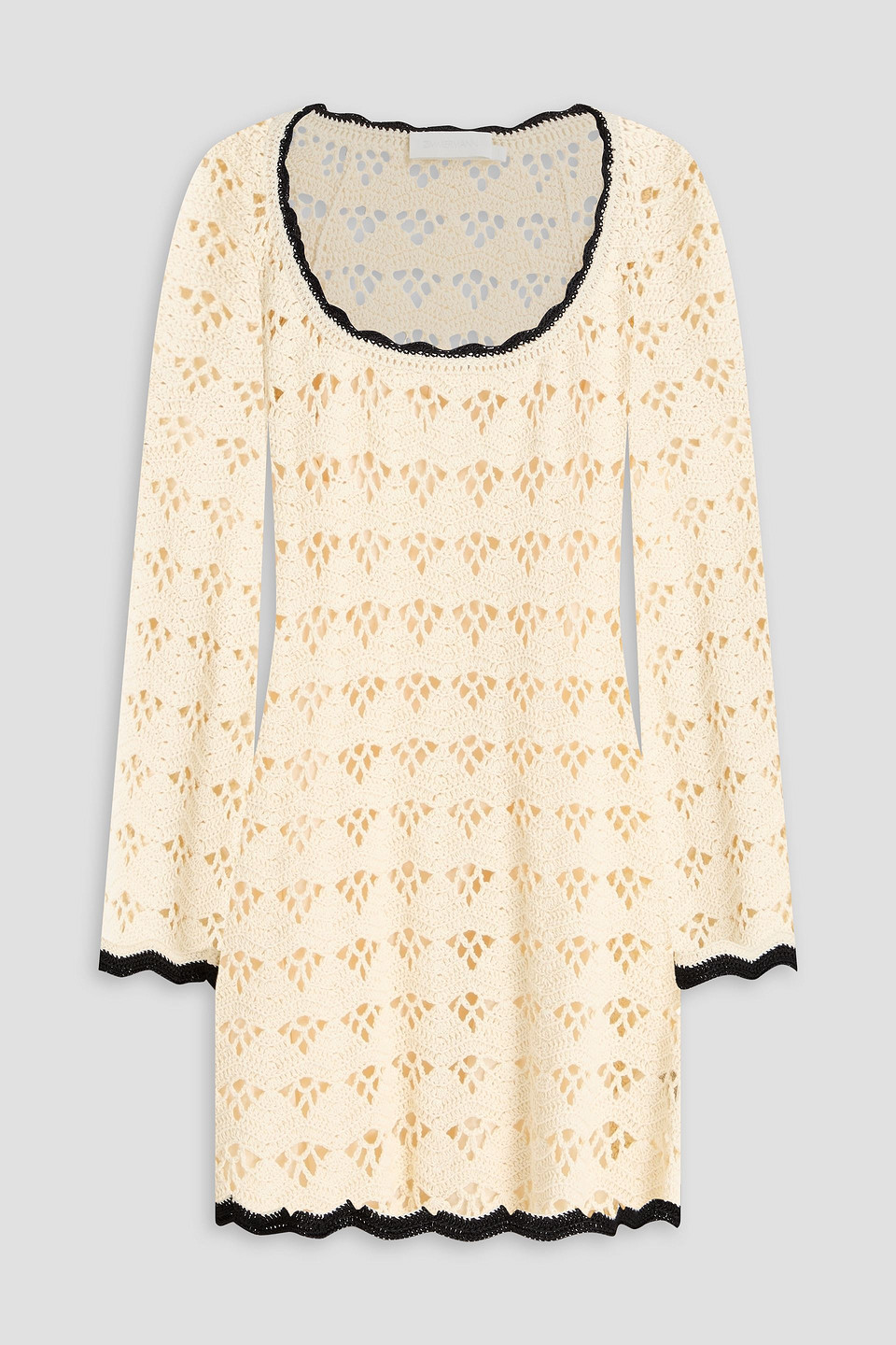 Zimmermann Rhiannon Crocheted Cotton Mini Dress In Neutral
