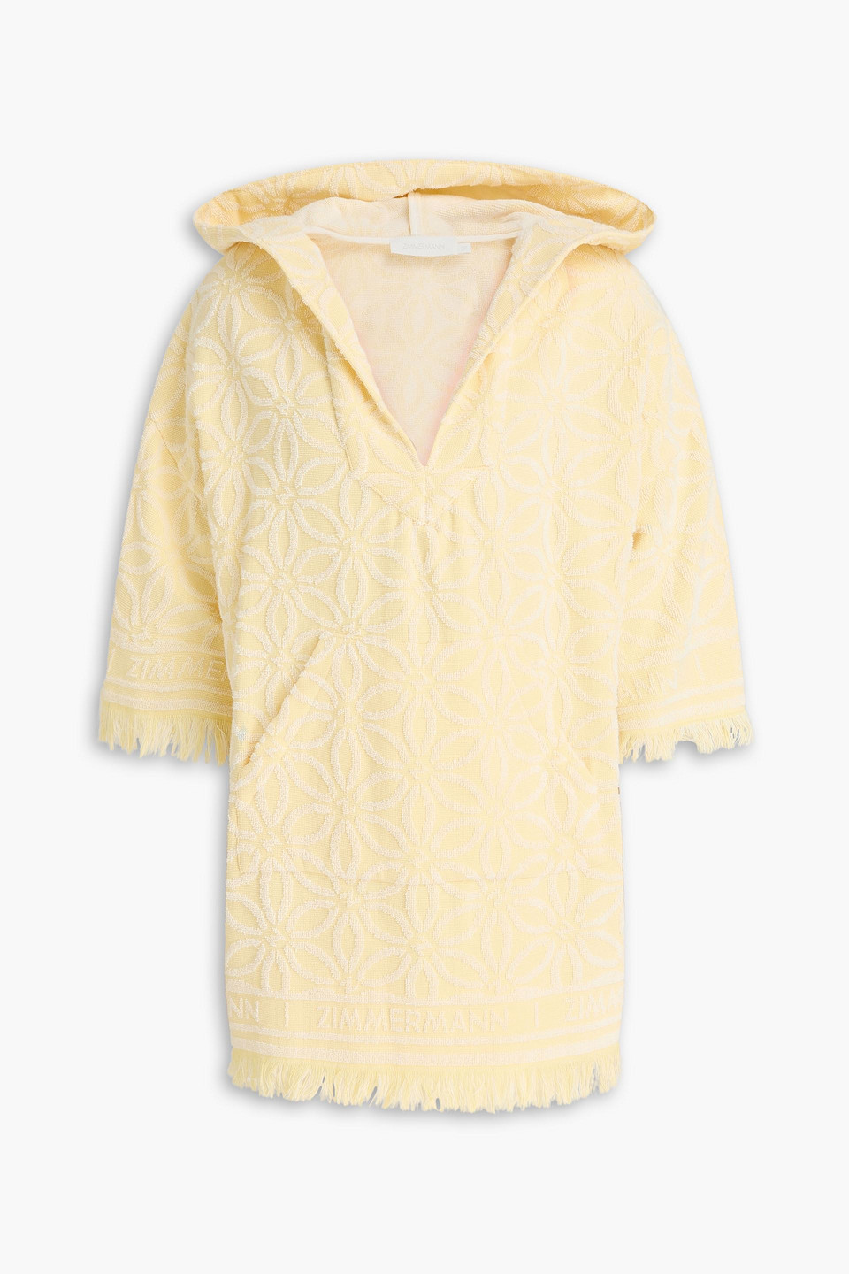 Zimmermann Cotton Terry-jacquard Hooded Mini Dress In Yellow