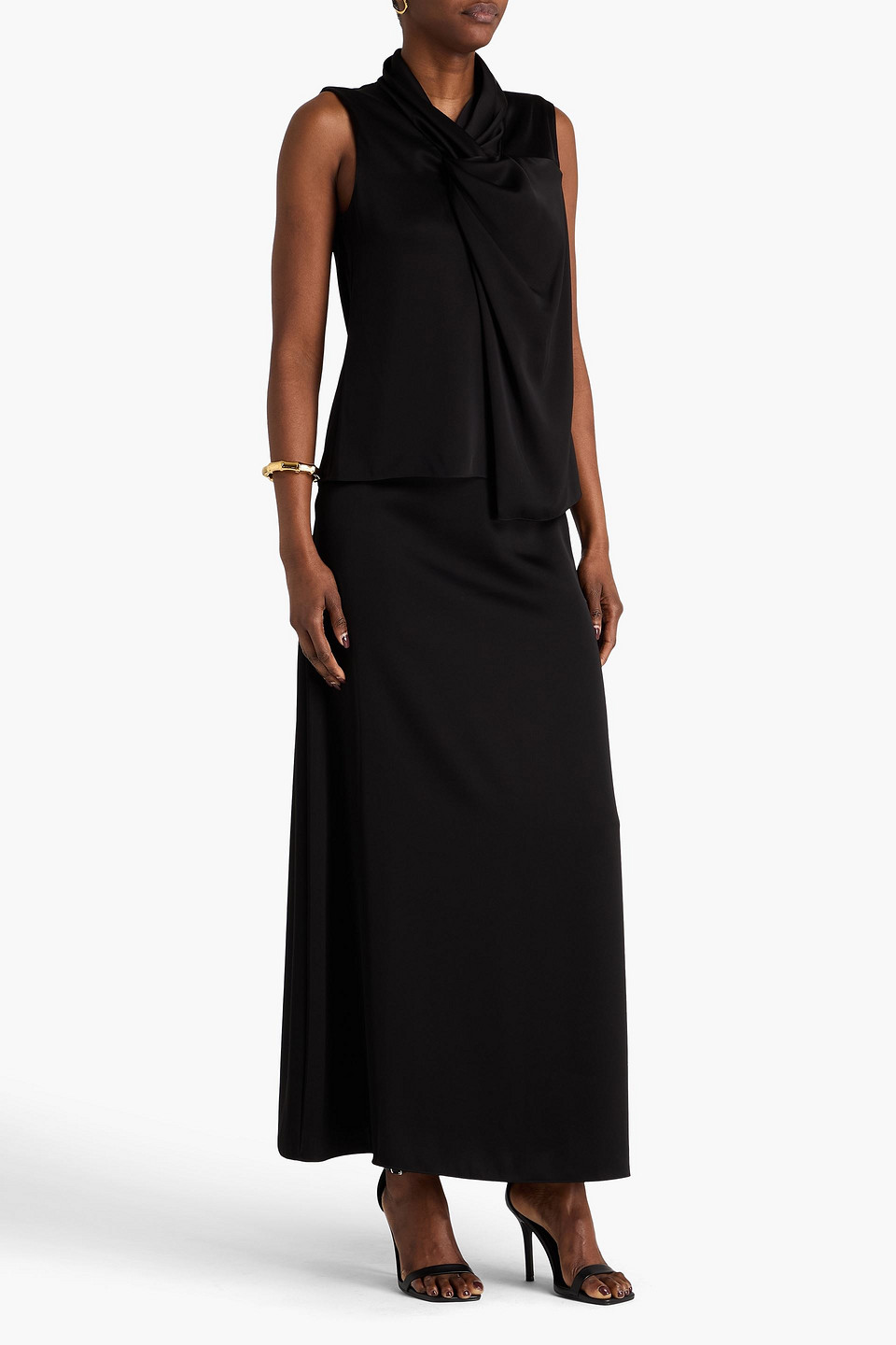  Theory - Satin Maxi Skirt - Black - Us 00 