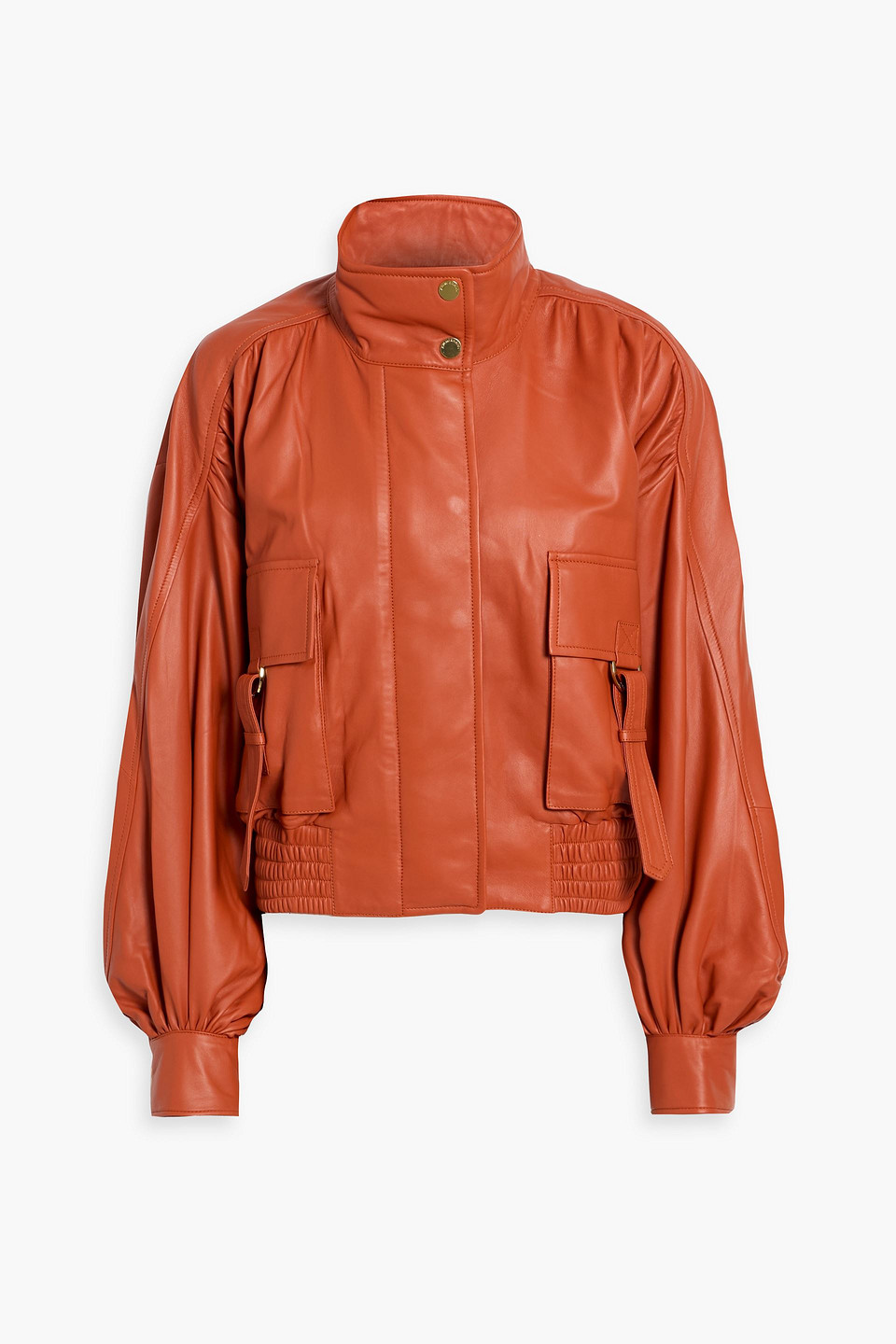 zimmermann - gathered leather jacket - brown - 3