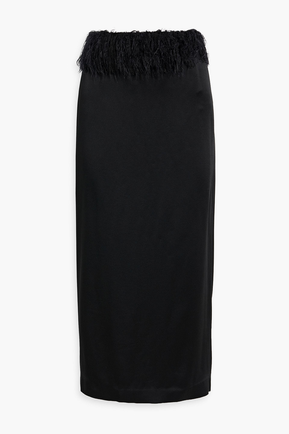 Totême Fringed Satin-crepe Midi Skirt In Black