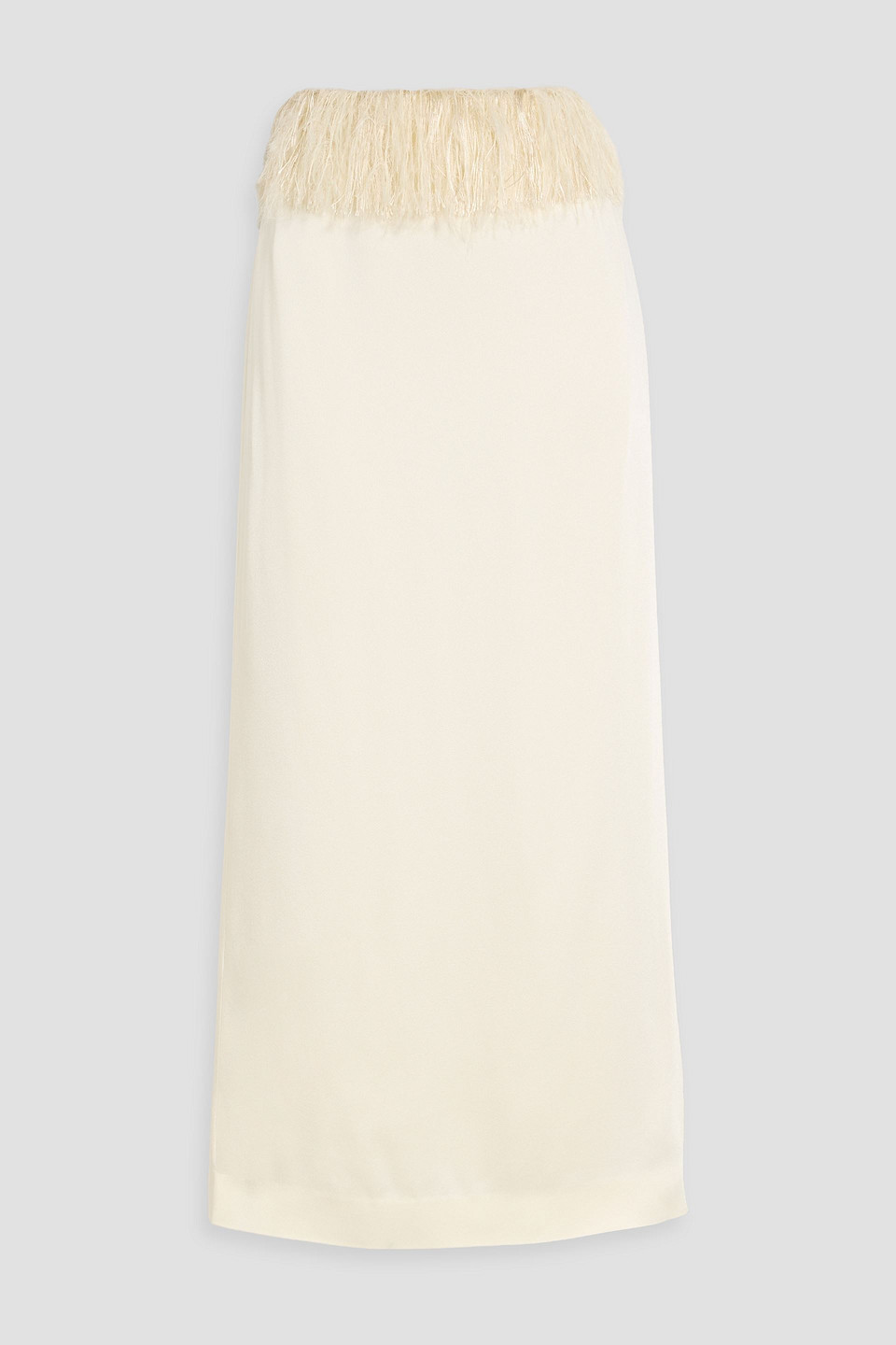 Totême Fringed Satin-crepe Midi Skirt In Neutral