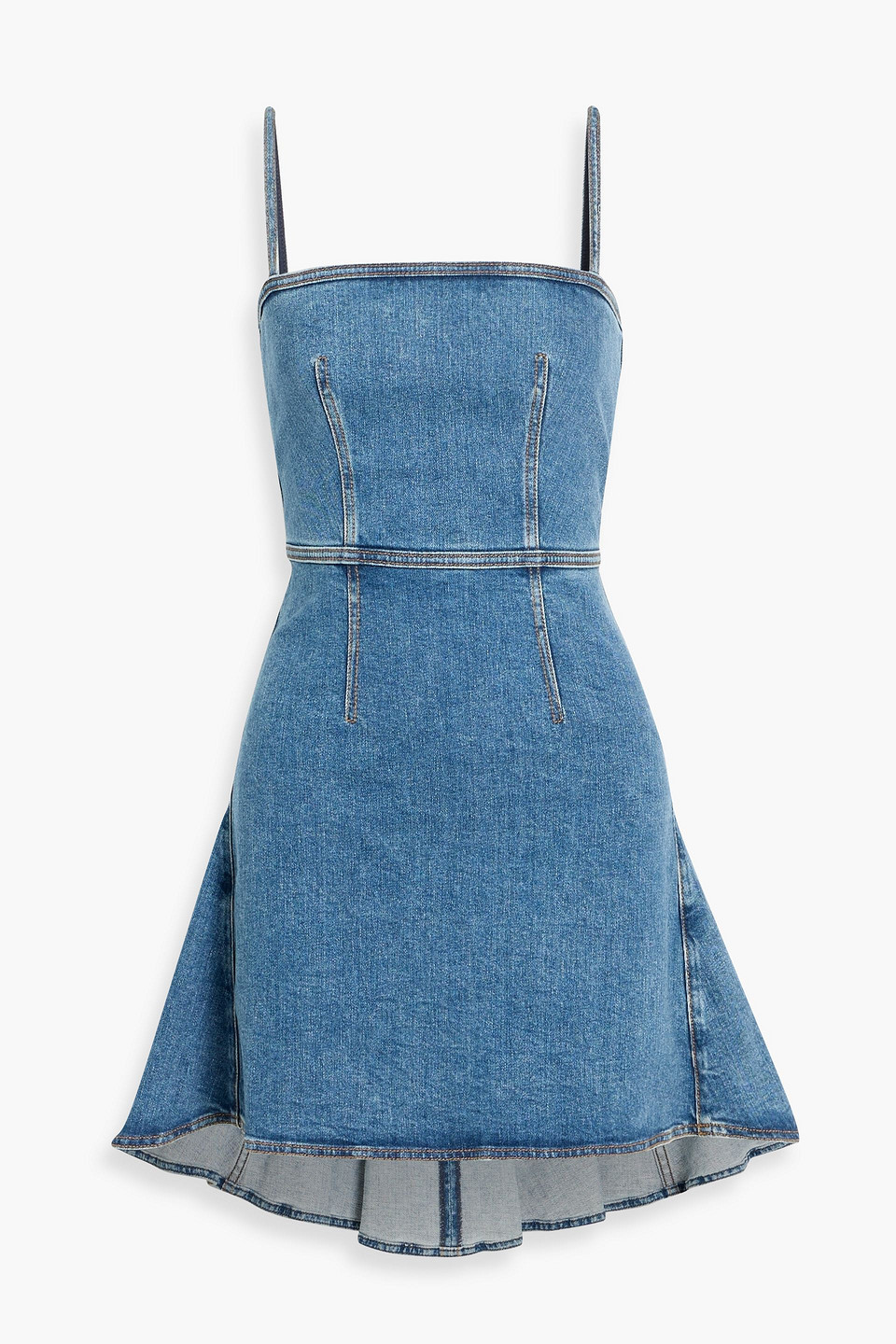 mcqueen - ruffled denim mini dress - blue - it 40