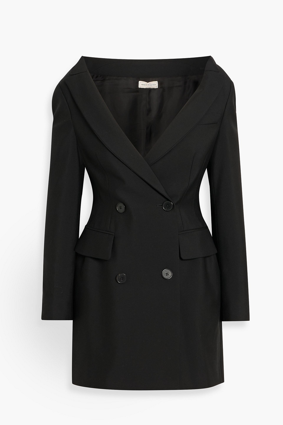 Alexander Mcqueen Double-breasted Wool Blazer In Black