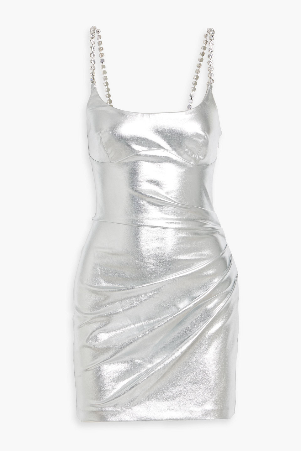 area - crystal-embellished lamé mini dress - metallic - m