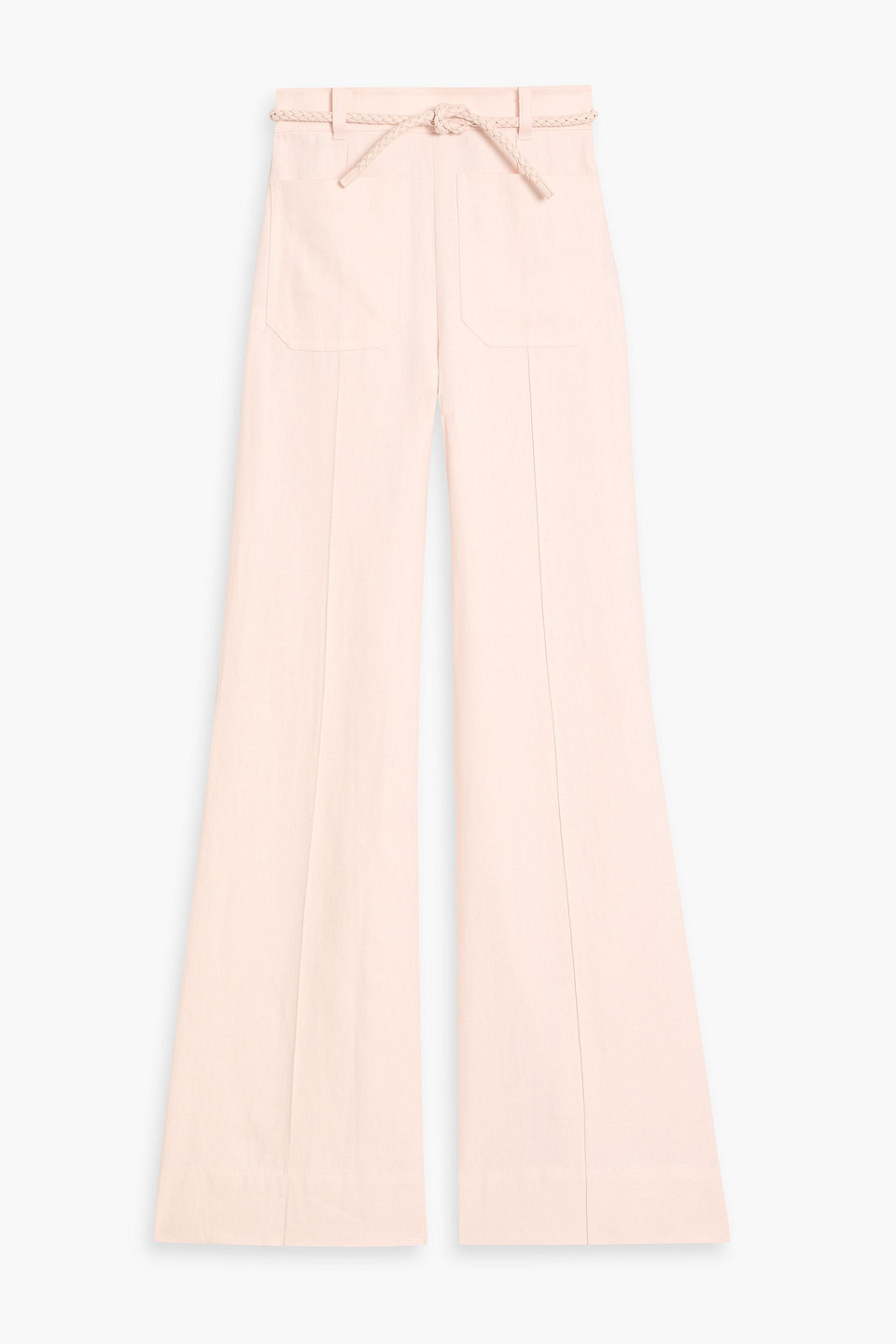 Zimmermann Belted Linen Wide-leg Pants In Pink