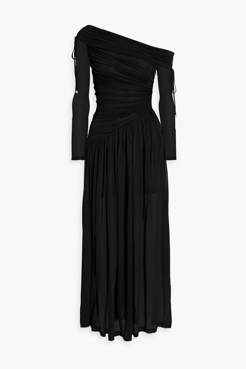 zimmermann - off-the-shoulder ruched stretch-jersey maxi dress - black - 00