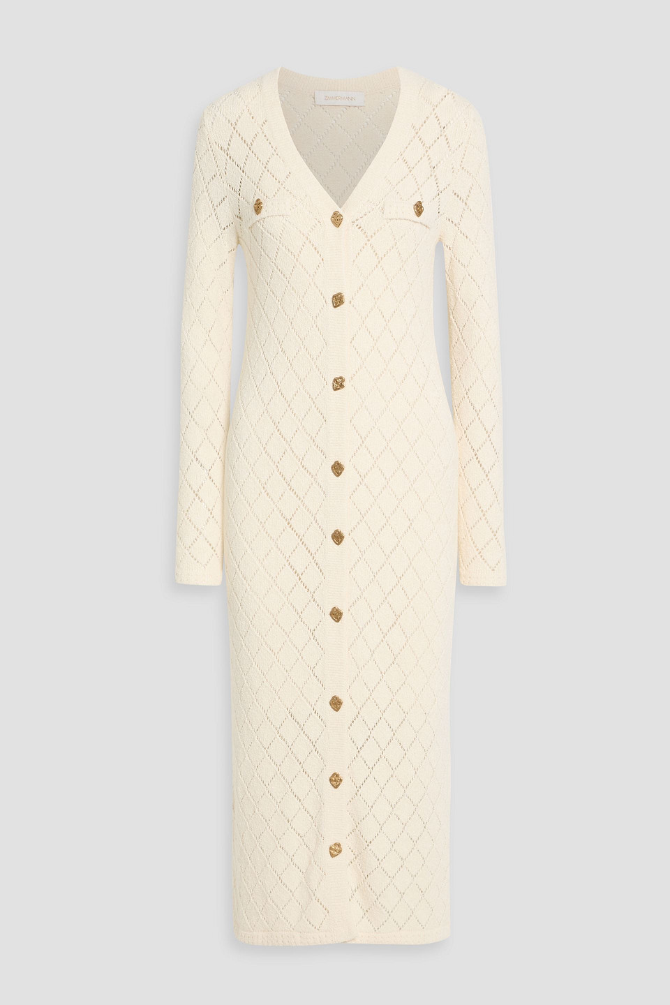 zimmermann - pointelle-knit midi dress - white - 00