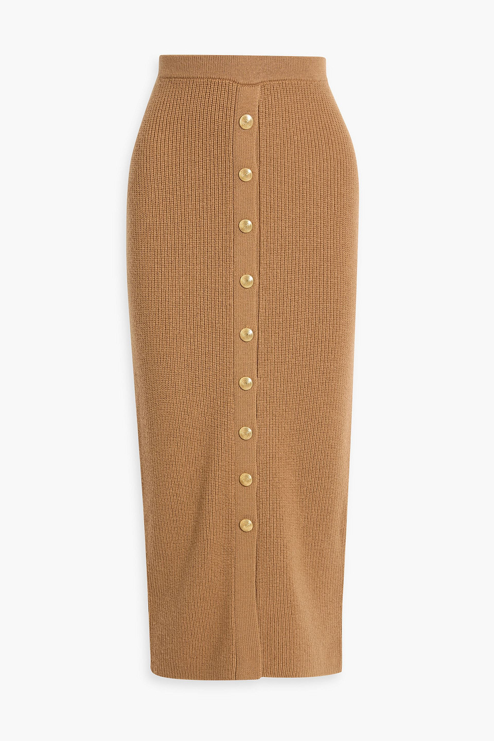 Zimmermann Ribbed Wool Midi Pencil Skirt In Brown
