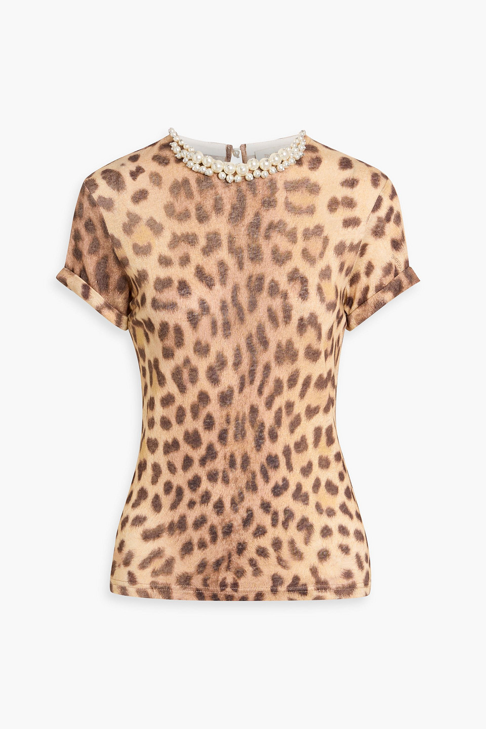Zimmermann Embellished Leopard-print Linen-jersey T-shirt In Sand