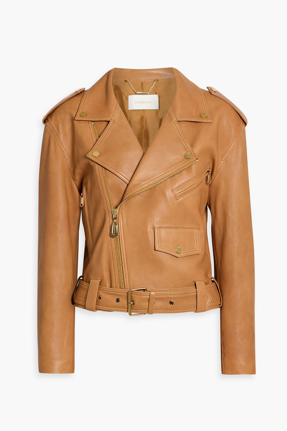 Zimmermann Leather Biker Jacket In Brown