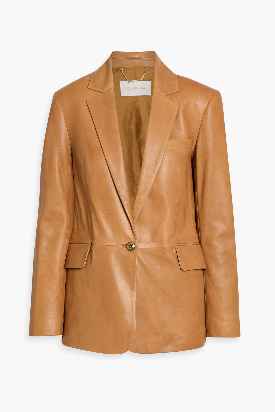 Zimmermann Leather Blazer In Brown