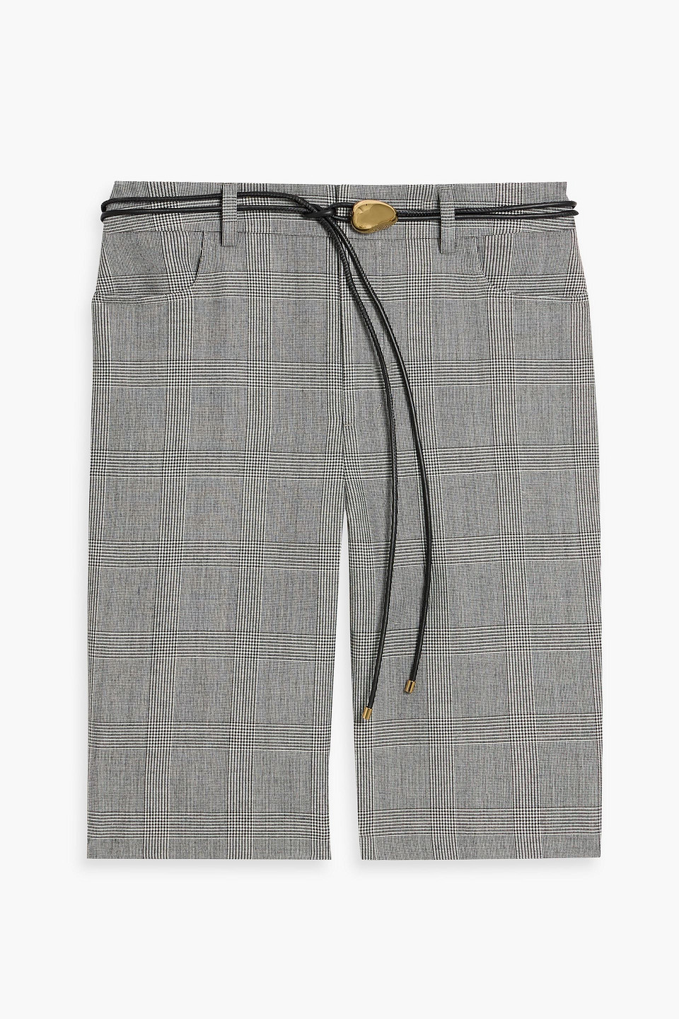 Zimmermann Prince Of Wales Checked Wool-blend Shorts In Gray