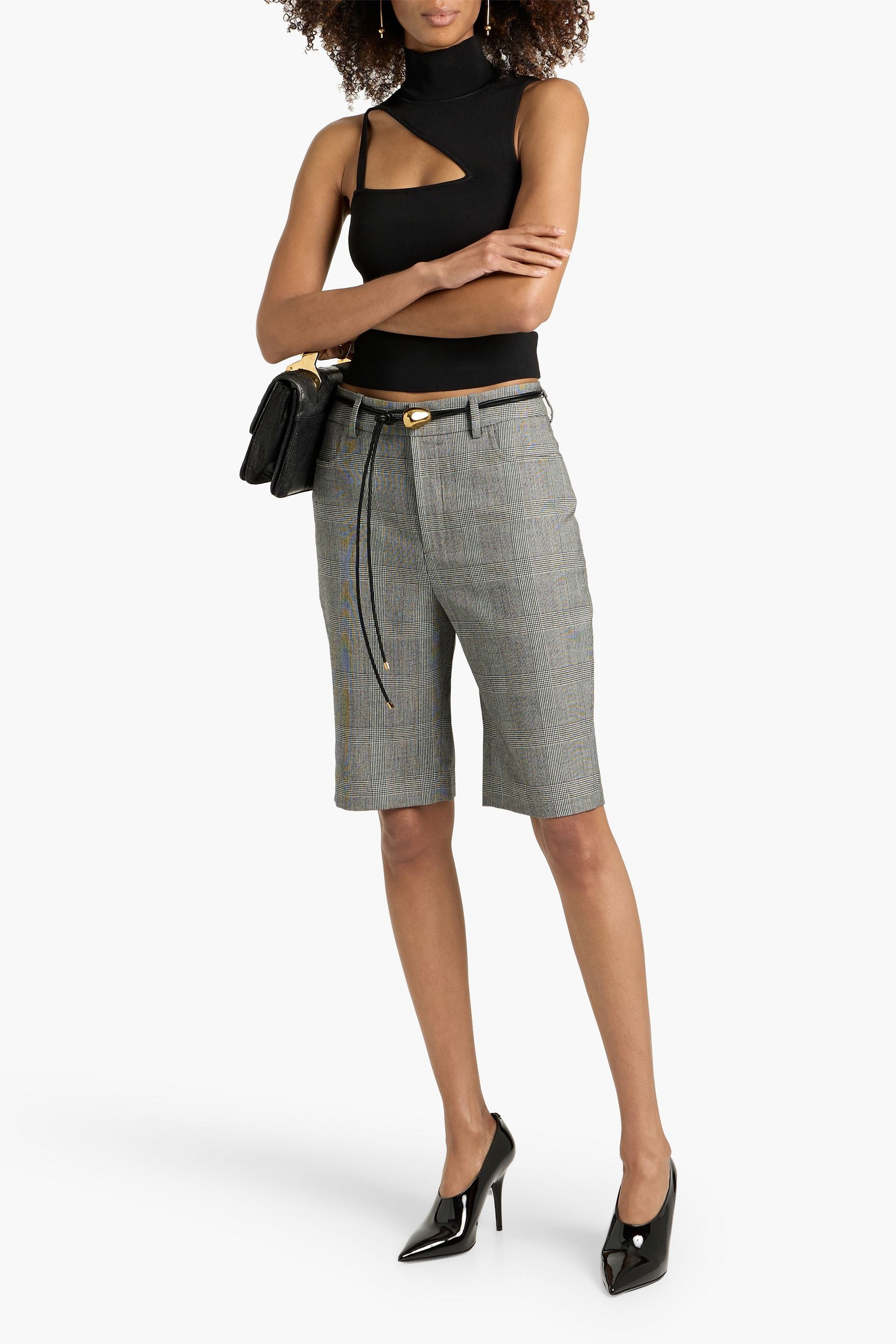Zimmermann Prince of Wales checked wool-blend shorts