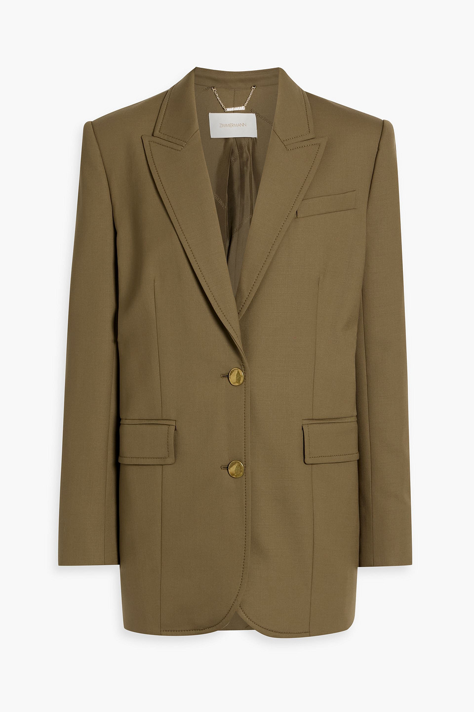 Zimmermann Wool-blend Twill Blazer In Green