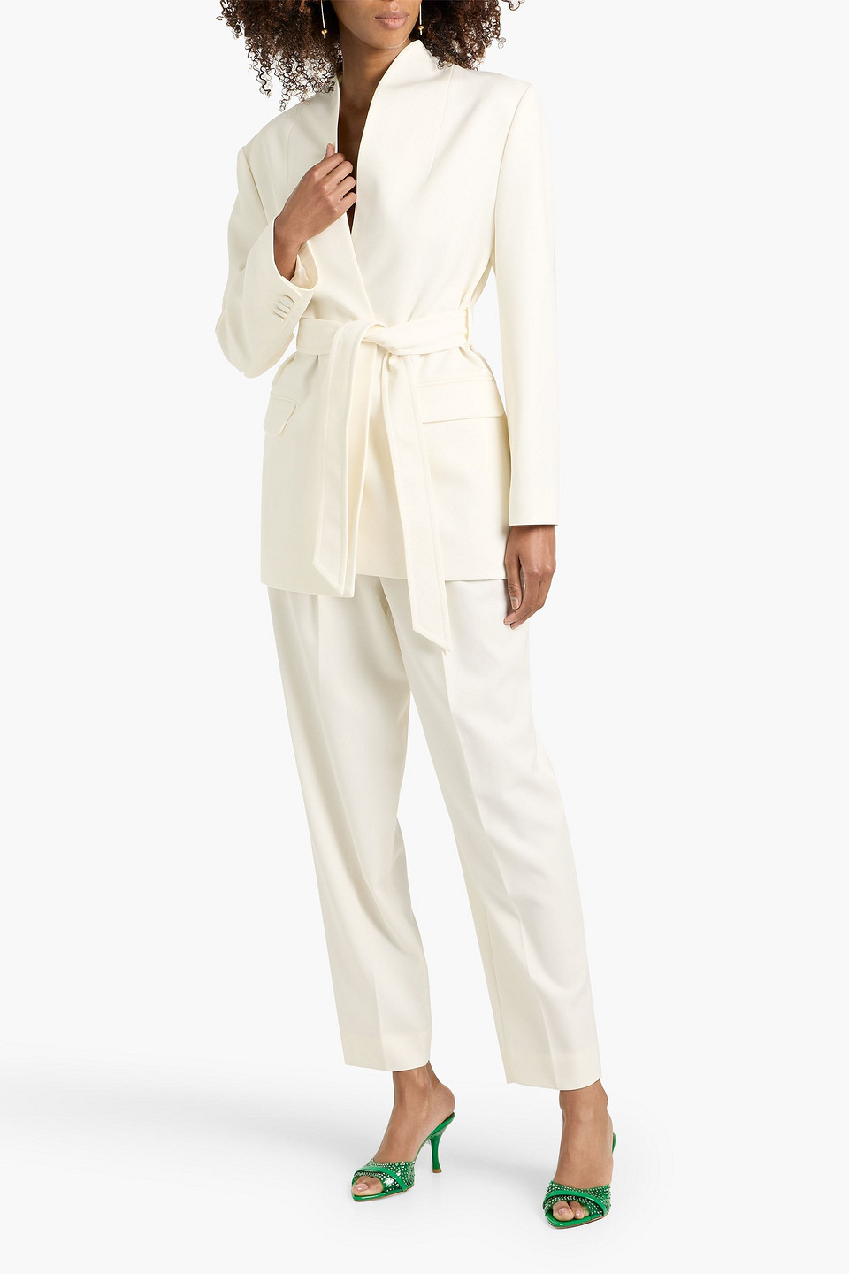 Zimmermann Belted Wool-blend Blazer In White